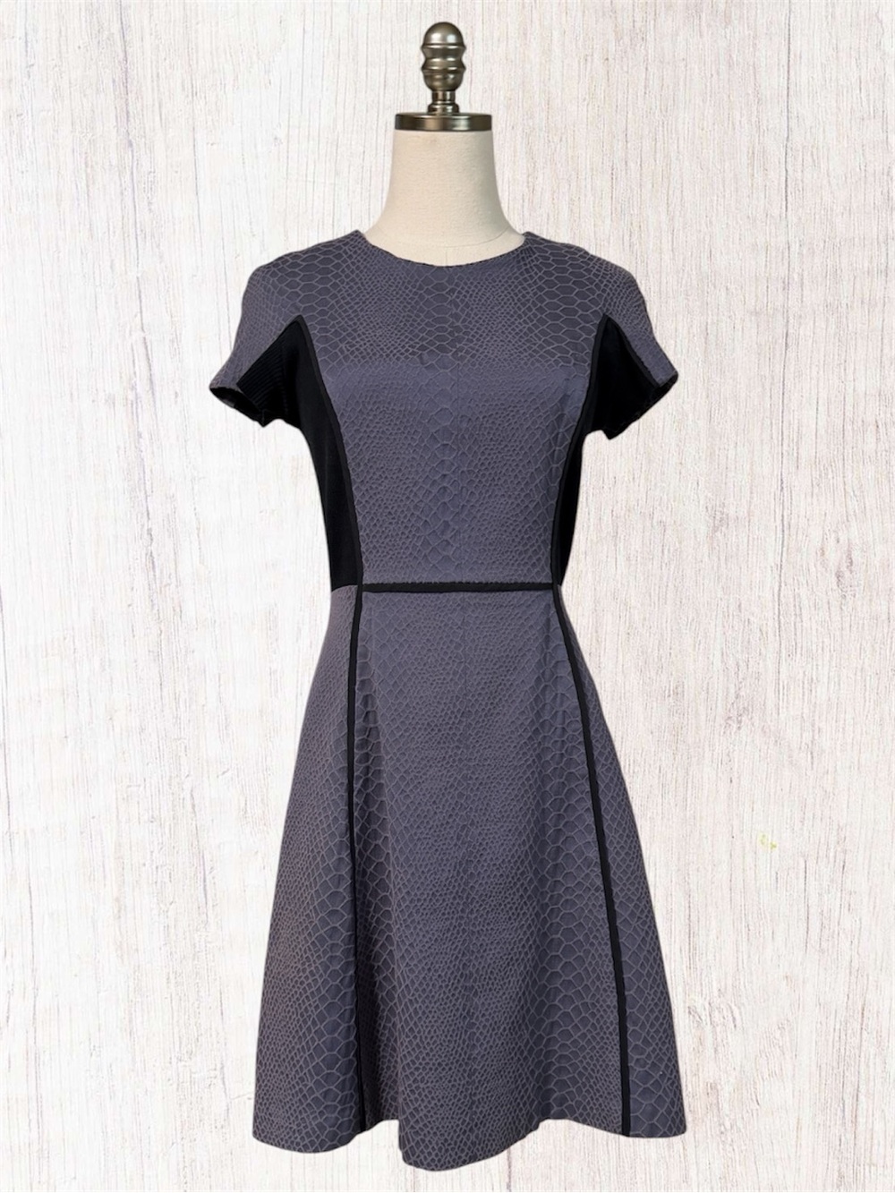 Rebecca Taylor Purple/Gray Textured Snake Print Dress